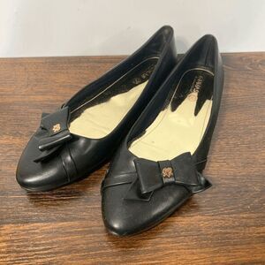 Gunas No Animals Harmed Leather Slip On Almond Toe Ballet Flat Black Size 10